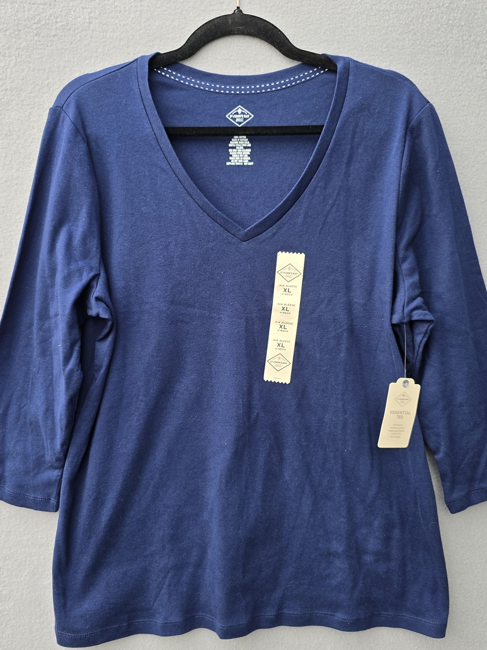 St. John's Bay Navy V-Neck Long Sleeve Tee